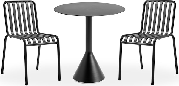 Palissade Cafe Set - Cone Table Round and 2 Side Chairs